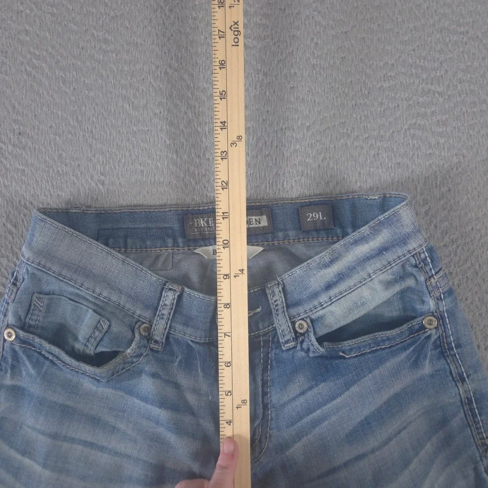 BKE Jeans Men 29x32 Long Blue Aiden‎ Bootleg Stretch Medium Wash Whiskered Denim